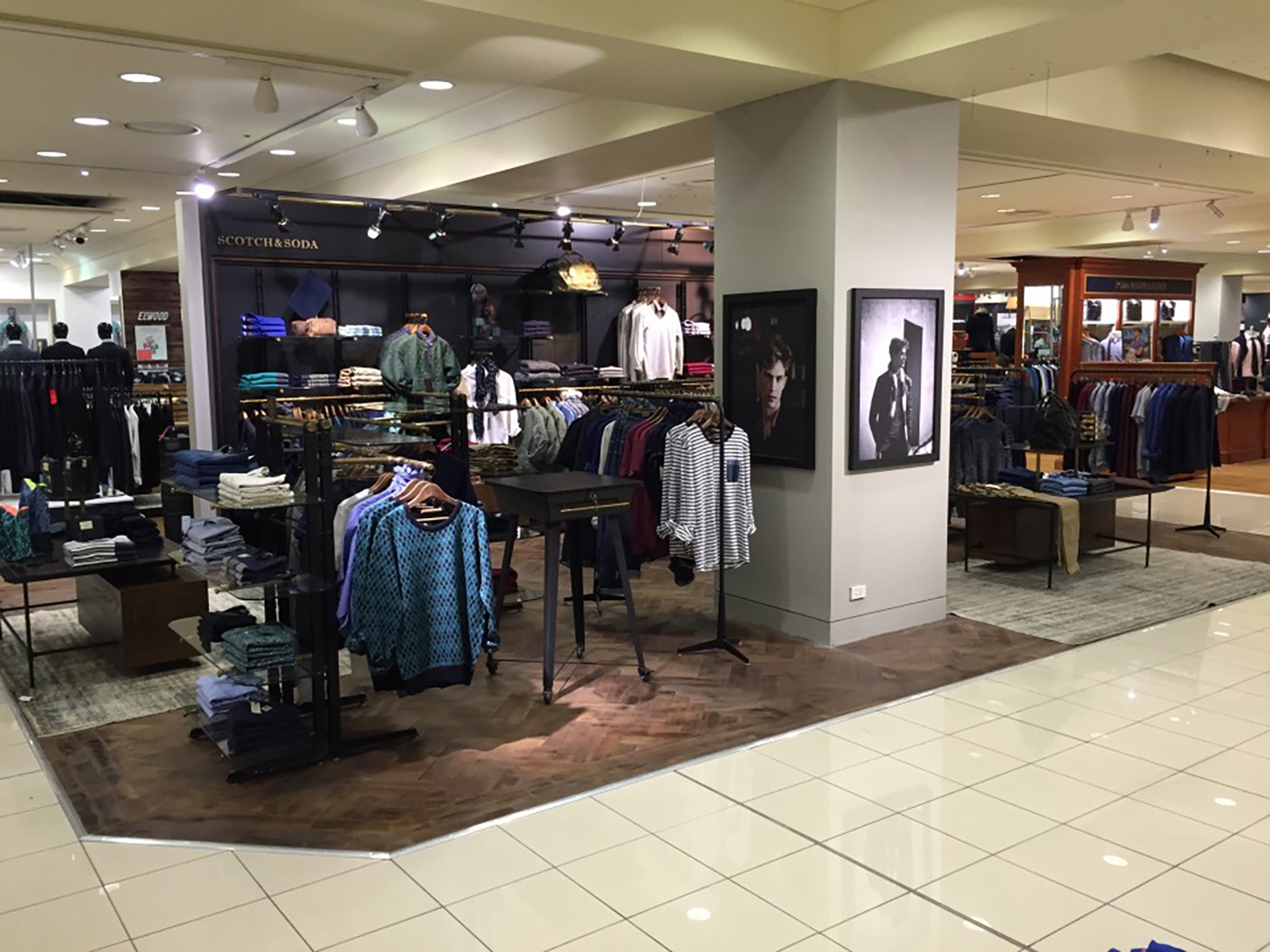Parquetry timber flooring at Scotch and Soda